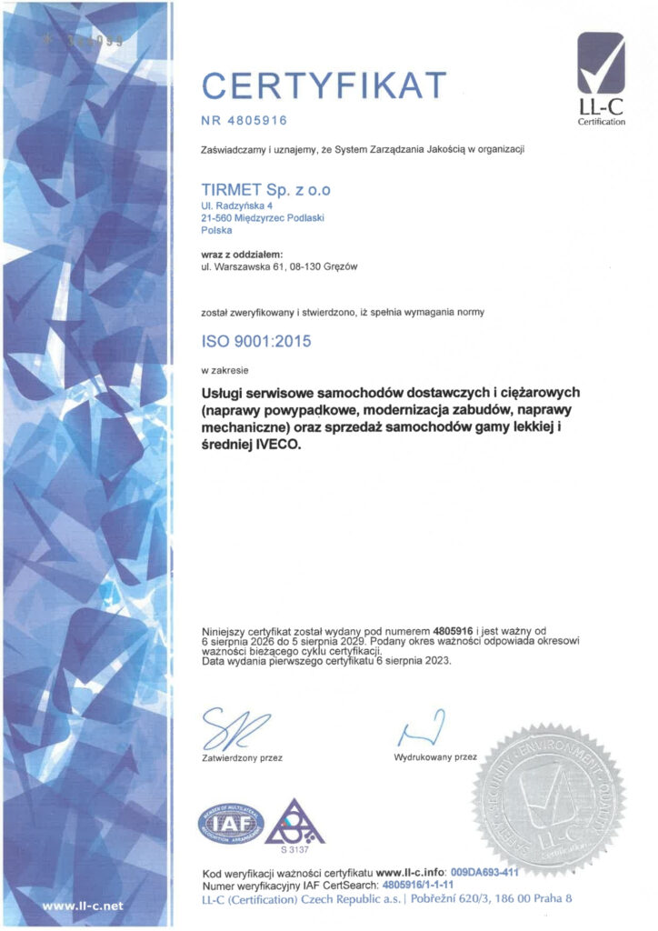 certyfikat ISO 9001 2026